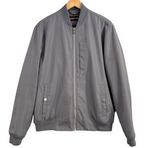 Michael Kors Bomber Jacket Full Zip Lightweight‎ Gray Blue Casual Coat L Preppy
